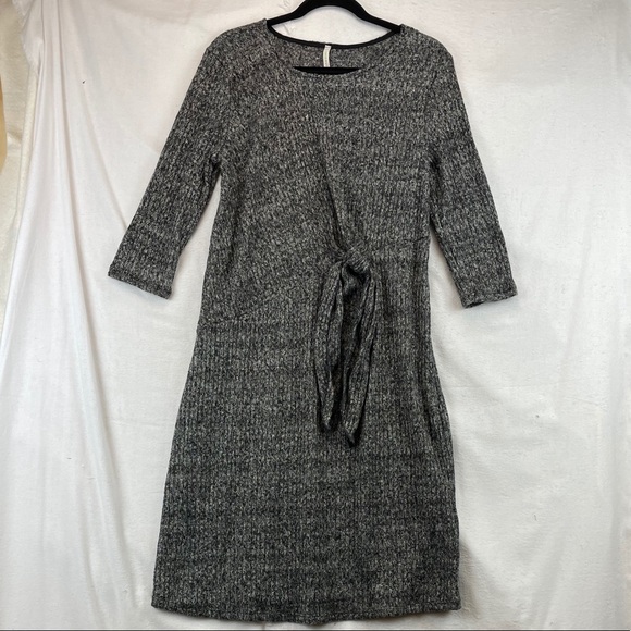 ✨Round Neck Grey Tie Front Sweater Dress - Picture 4 of 6